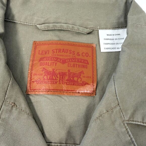 Levi's Men's XXL Field Jacket Olive Brown Canvas Utility Cargo Chore Coat Shell - Picture 3 of 10